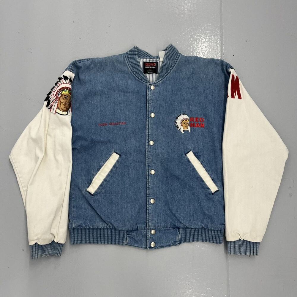 Vintage 90s Red Man Concert Series Denim Bomber Jacket